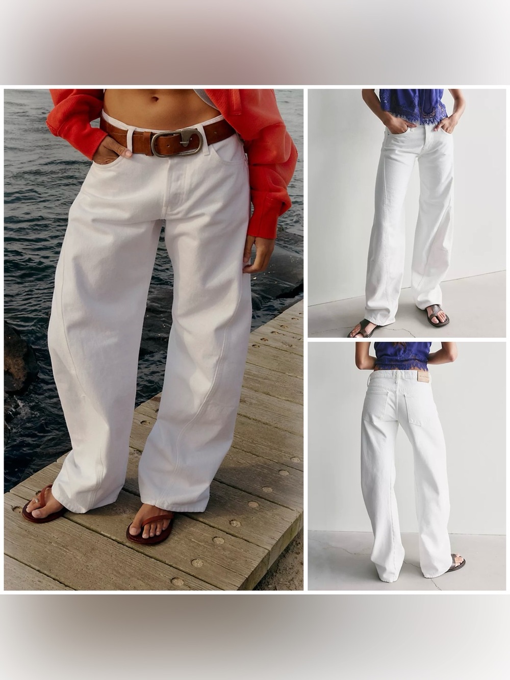 NWT Free People We The Free Fable Low-Rise Twisted Bowed Jeans - White - 25S
